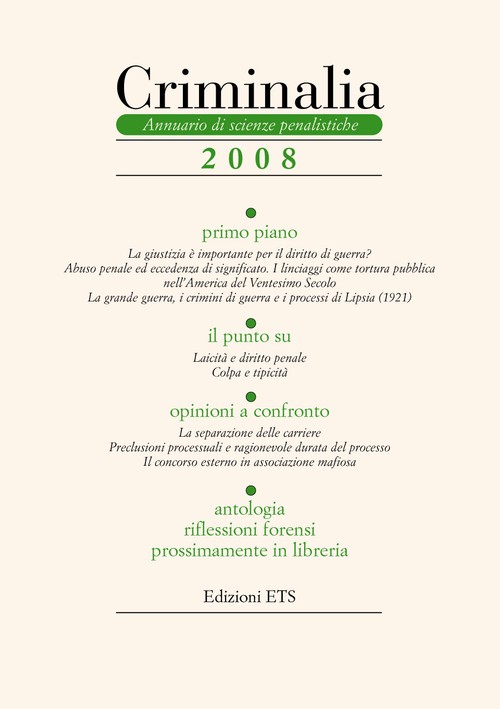 Copertina &middot; Criminalia 2008