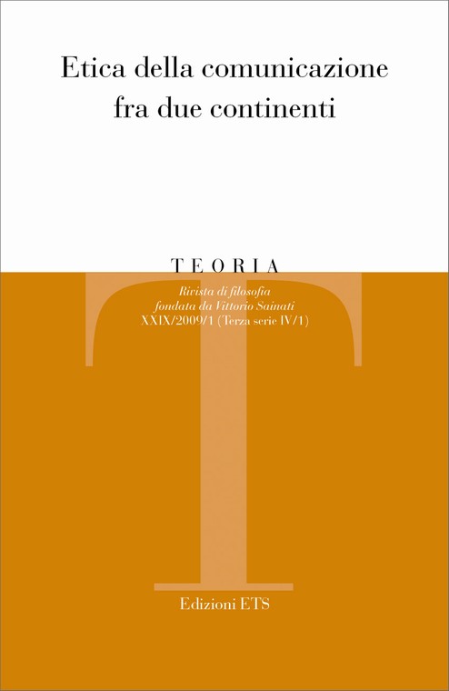 Copertina &middot; Teoria 2009-1. Etica della comunicazione tra due continenti