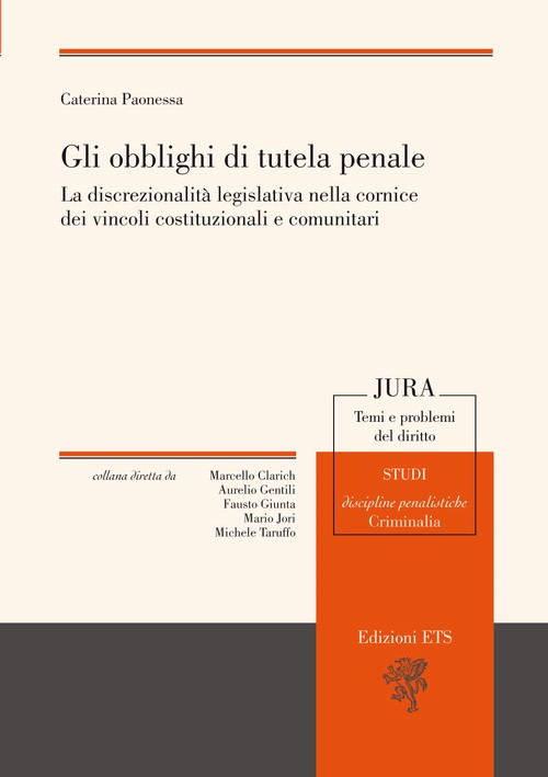 Copertina &middot; Gli obblighi di tutela penale