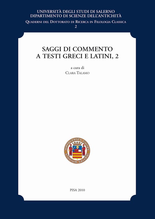 Copertina &middot; Saggi di commento a testi greci e latini, 2