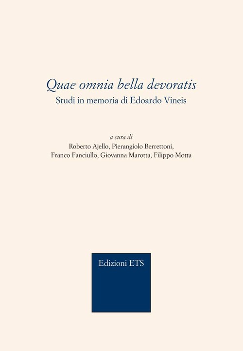 Copertina &middot; Quae omnia bella devoratis
