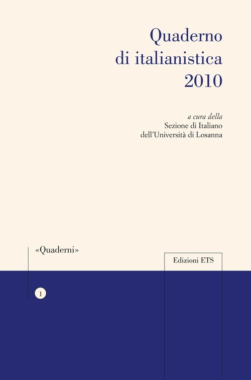 Copertina &middot; Quaderno di italianistica 2010