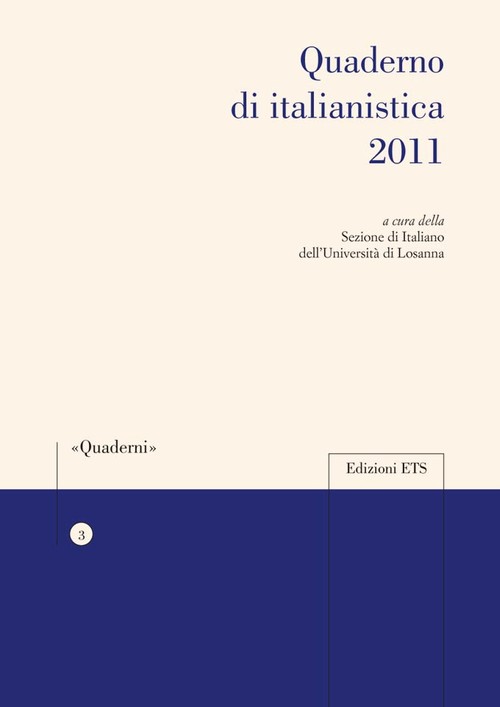 Copertina &middot; Quaderno di italianistica 2011