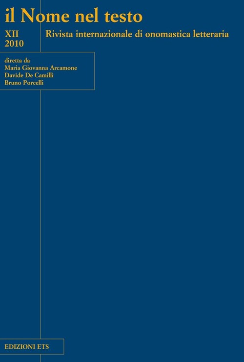 Copertina &middot; il Nome nel testo - vol. XII/2010