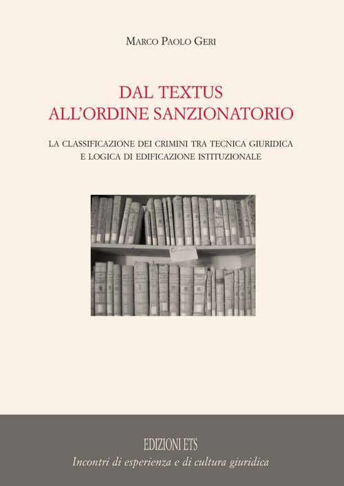 Copertina &middot; Dal textus all'ordine sanzionatorio