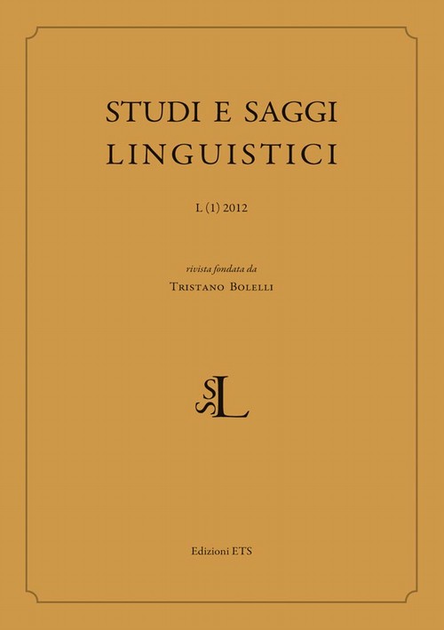 Copertina &middot; Studi e saggi linguistici L (I)