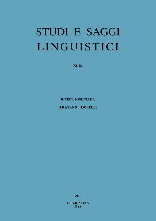 Copertina &middot; Studi e saggi linguistici XLIX