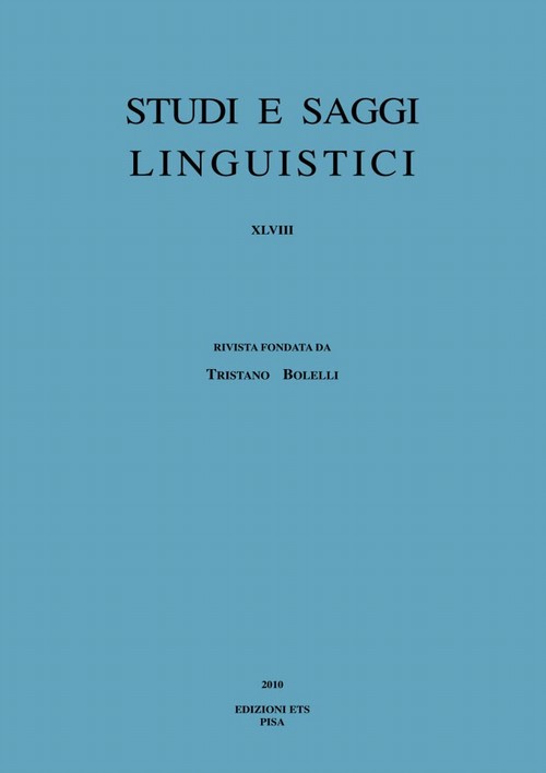 Copertina &middot; Studi e saggi linguistici XLVIII