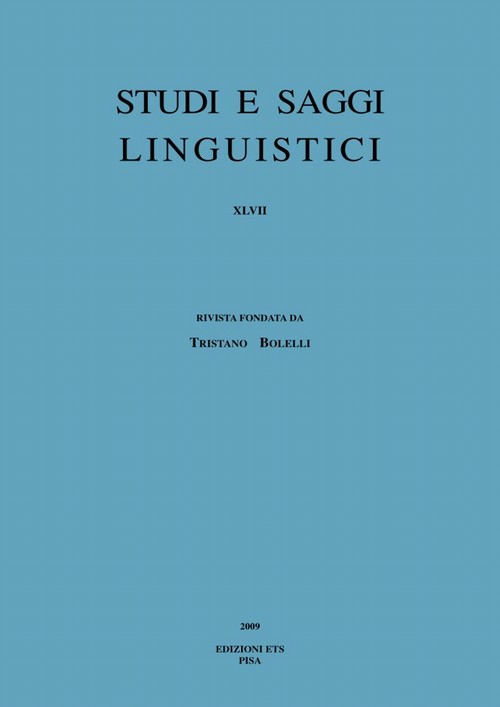 Copertina &middot; Studi e saggi linguistici XLVII