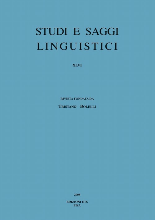 Copertina &middot; Studi e saggi linguistici XLVI