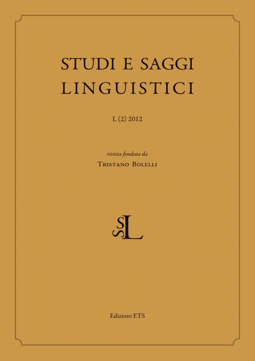 Copertina &middot; Studi e saggi linguistici L (2)