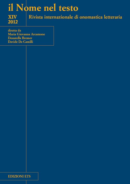 Copertina &middot; il Nome nel testo - vol. XIV/2012