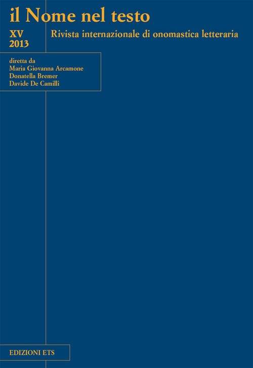 Copertina &middot; il Nome nel testo - vol. XV/2013