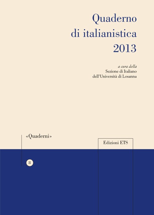 Copertina &middot; Quaderno di italianistica 2013