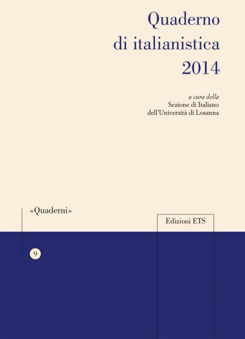 Copertina &middot; Quaderno di italianistica 2014