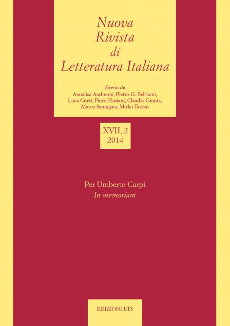 Copertina &middot; Nuova Rivista di Letteratura Italiana