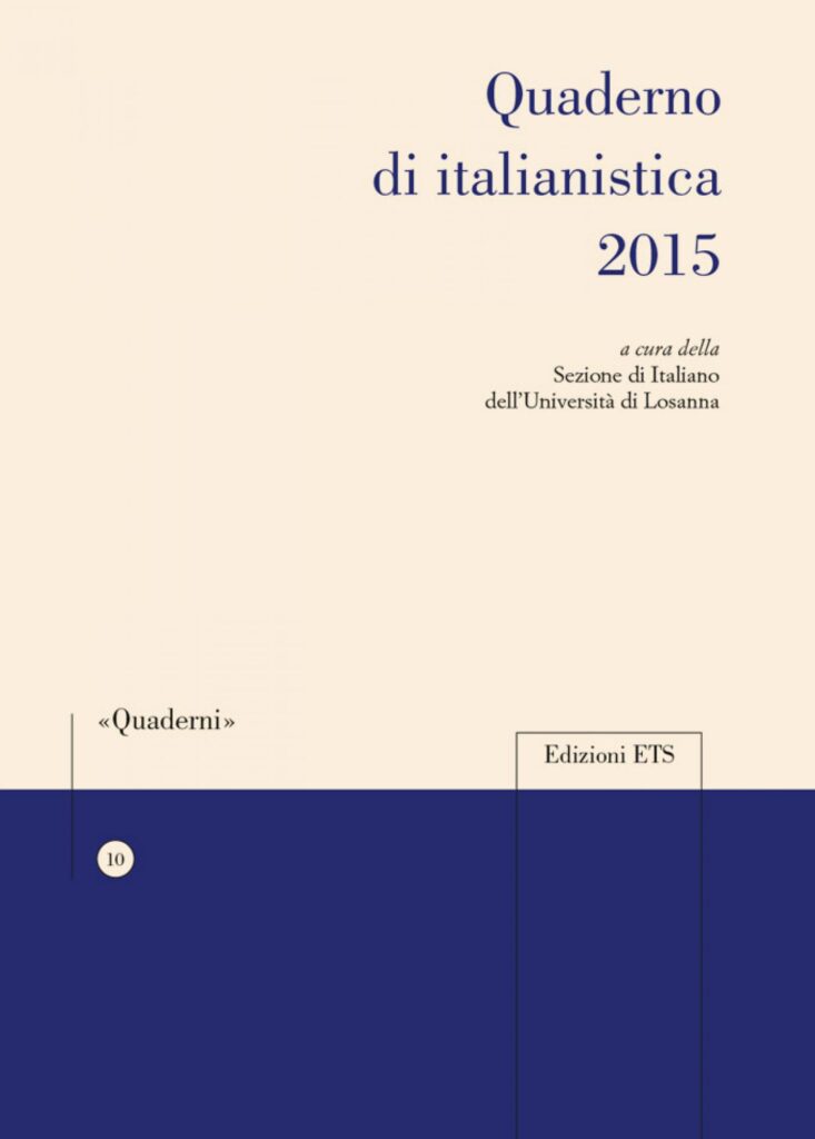Copertina &middot; Quaderno di italianistica 2015