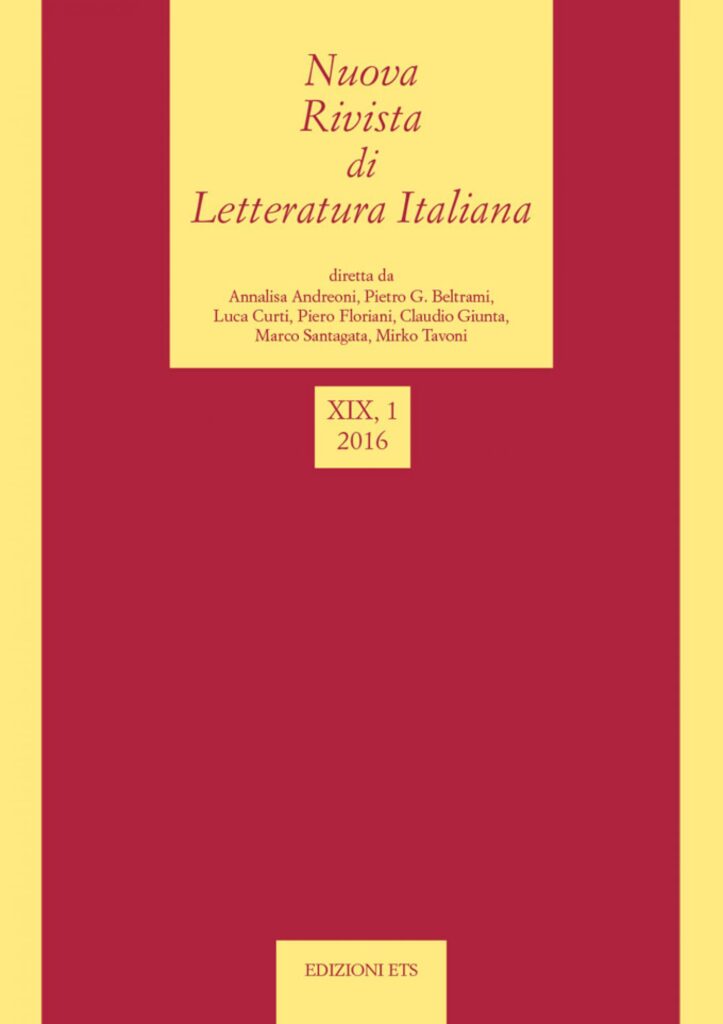 Copertina &middot; Nuova Rivista di Letteratura Italiana