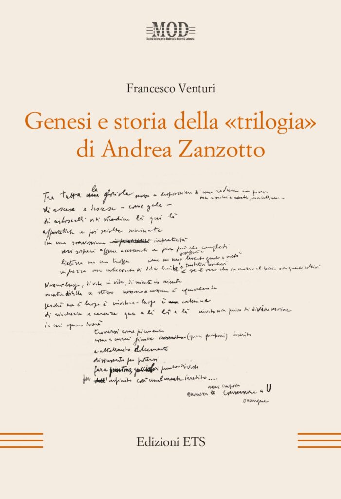 Copertina &middot; Genesi e storia della ''trilogia'' di Andrea Zanzotto