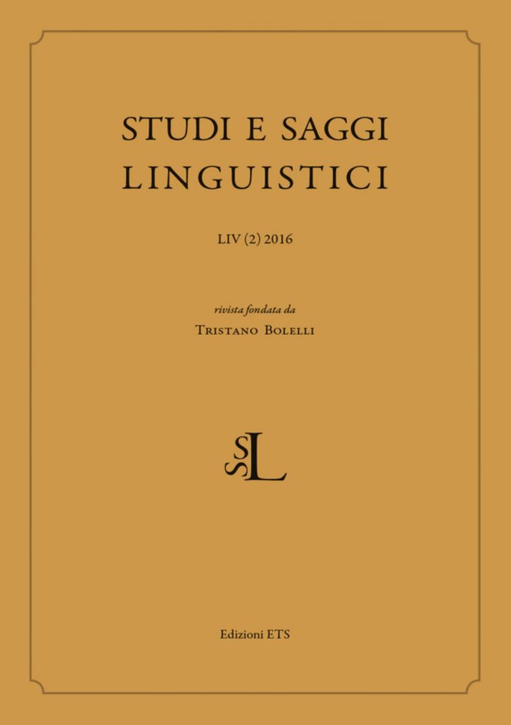 Copertina &middot; Studi e saggi linguistici LIV (2)