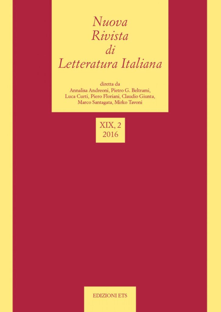 Copertina &middot; Nuova Rivista di Letteratura Italiana