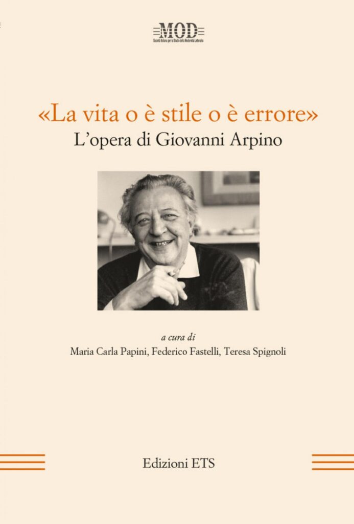 Copertina &middot; &laquo;La vita o &egrave; stile o &egrave; errore&raquo;