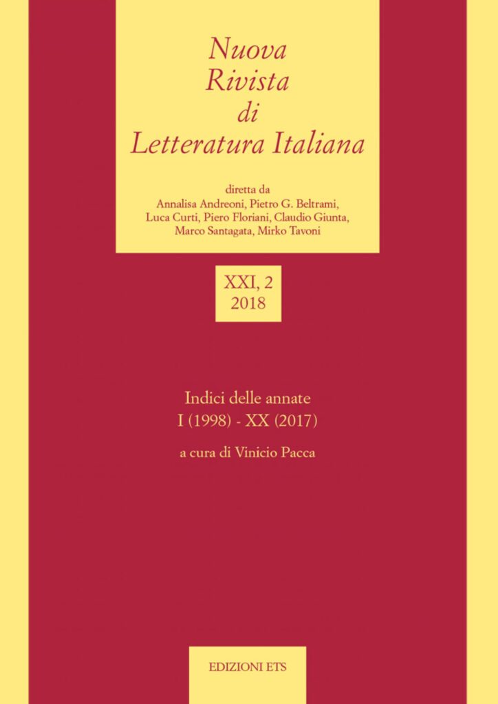 Copertina &middot; Nuova Rivista di Letteratura Italiana
