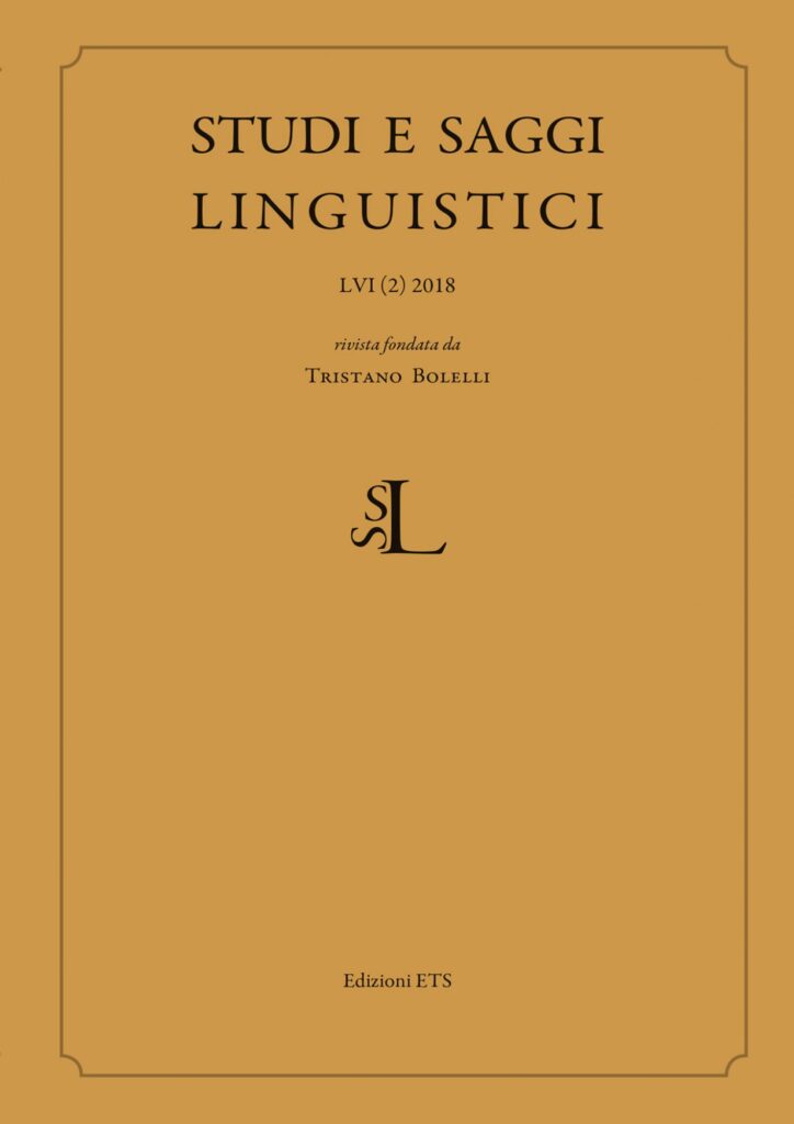 Copertina &middot; Studi e saggi linguistici