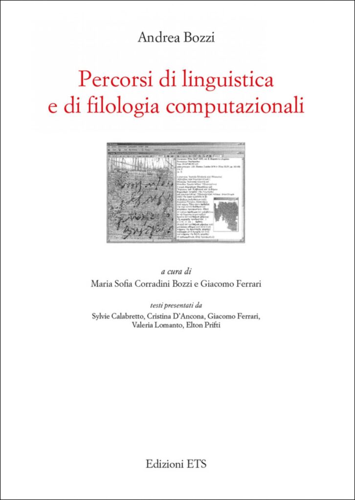 Copertina &middot; Percorsi di linguistica e di filologia computazionali