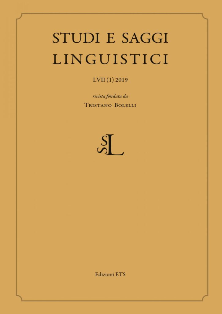Copertina &middot; Studi e Saggi Linguistici