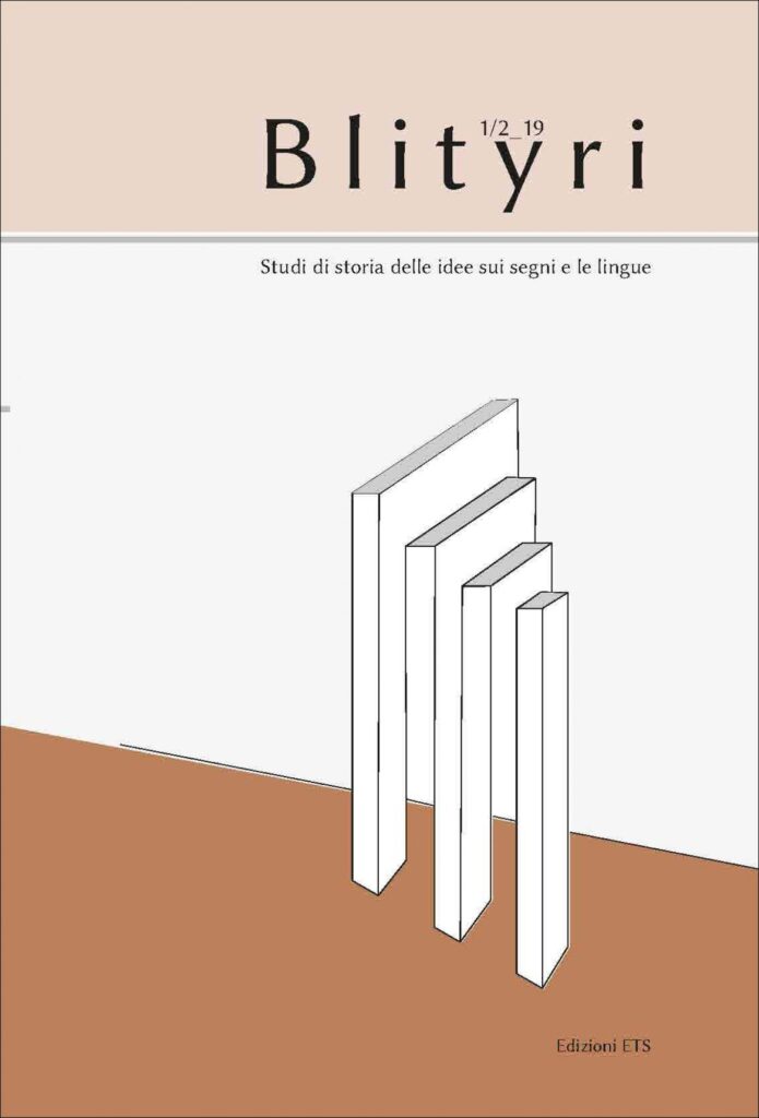 Copertina &middot; Blityri, VIII, 1-2, 2019