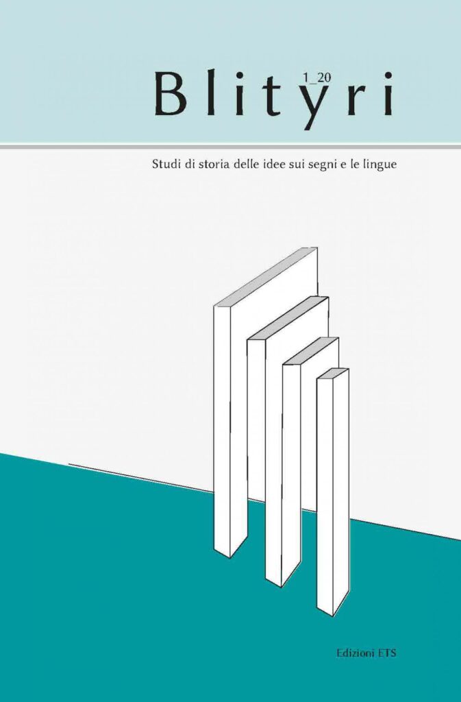 Copertina &middot; Blityri, IX, 1, 2020