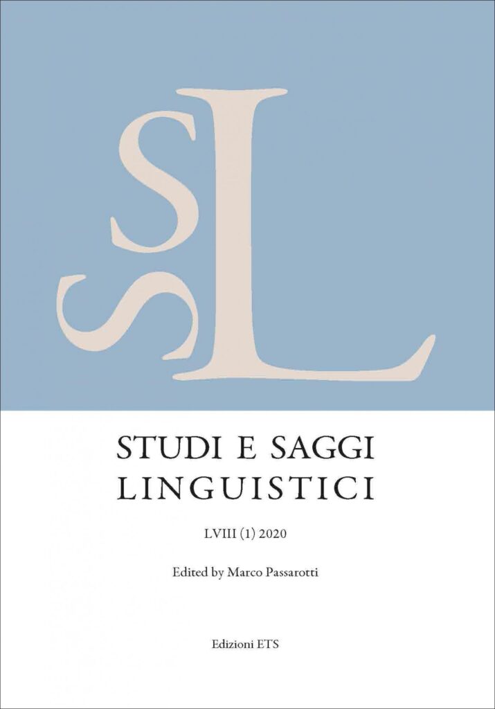Copertina &middot; STUDI E SAGGI LINGUISTICI