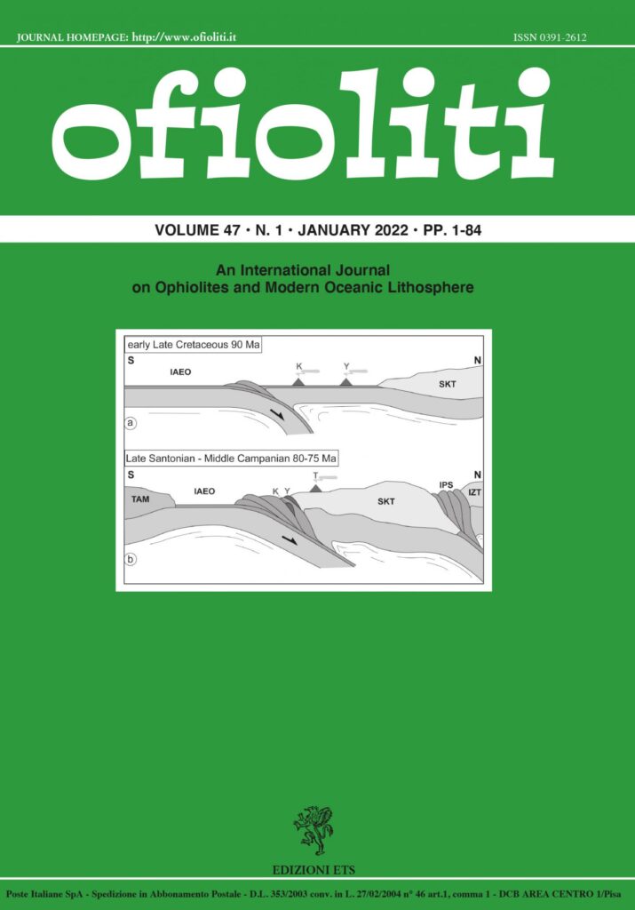Copertina &middot; ofiolitivolume 47/ n. 1 - 2022