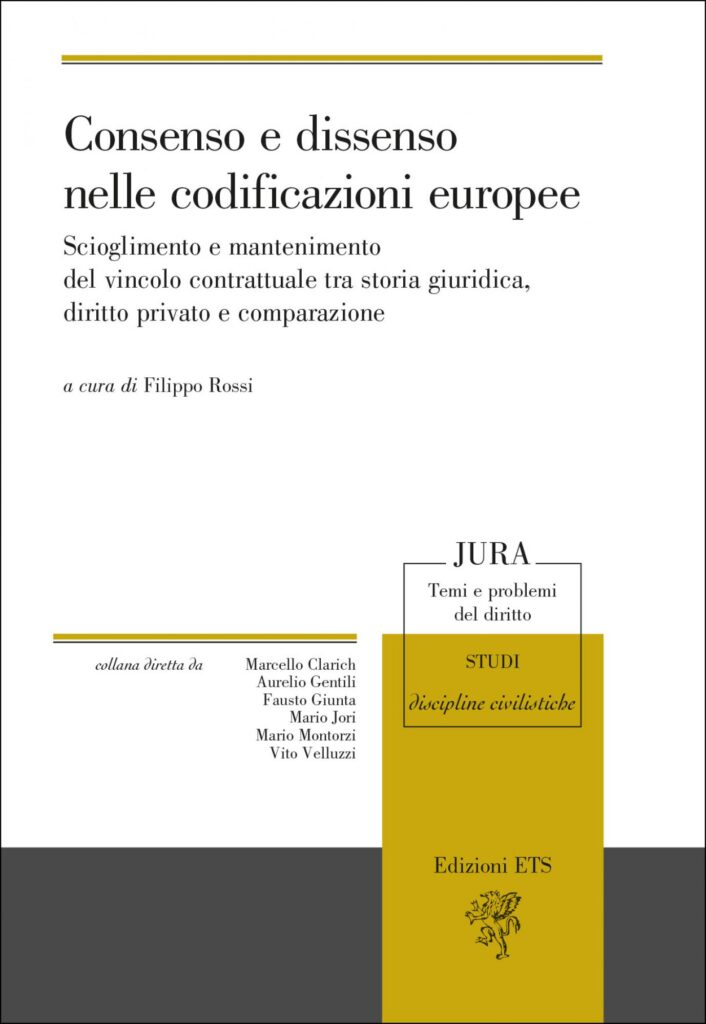 Copertina &middot; Consenso e dissenso nelle codificazioni europee