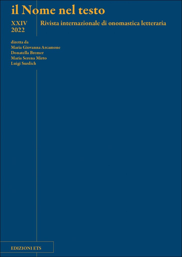 Copertina &middot; il Nome nel testo, vol. XXIV/2022