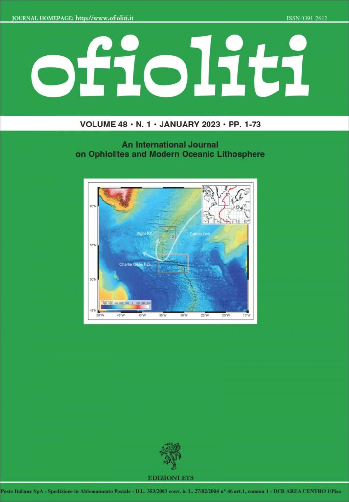 Copertina &middot; Ofioliti, vol. 48/ n. 1-2023