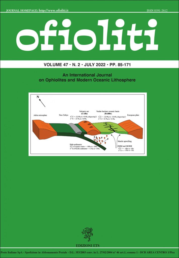 Copertina &middot; Ofioliti, vol. 47/n. 2-2022