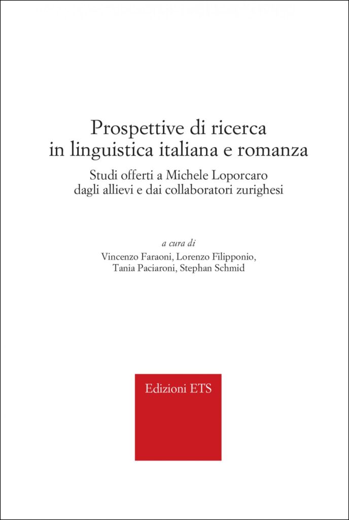 Copertina &middot; Prospettive di ricerca in linguistica italiana e romanza