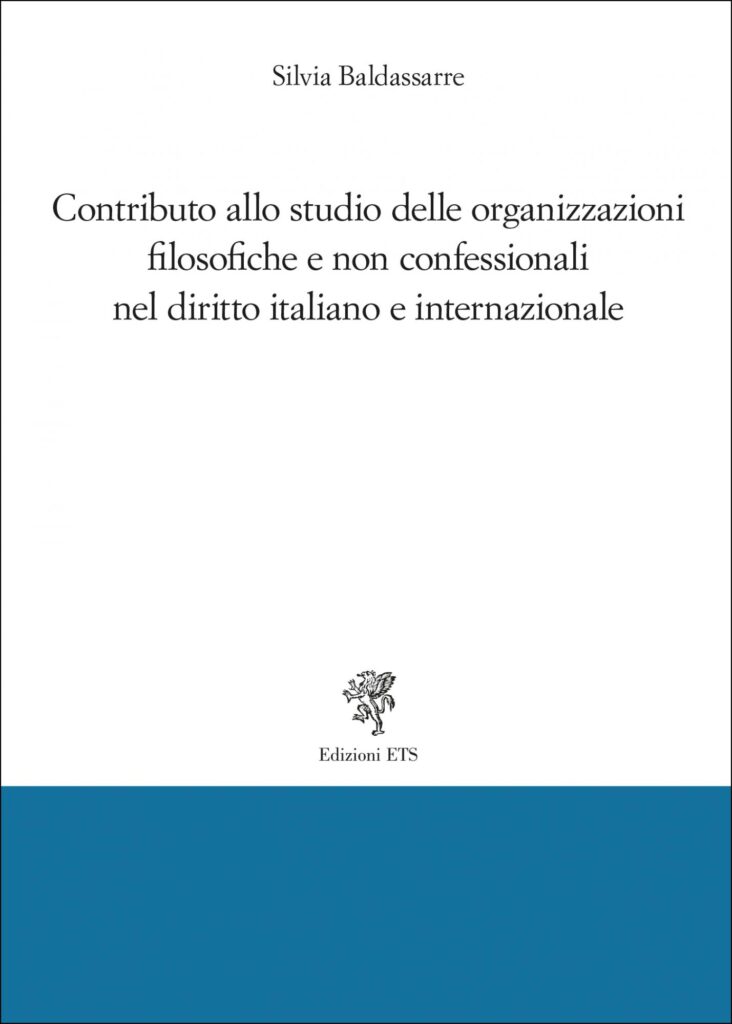 Copertina &middot; Contributo allo studio delle organizzazioni filosofiche e non confessionali nel diritto italiano e internazionale