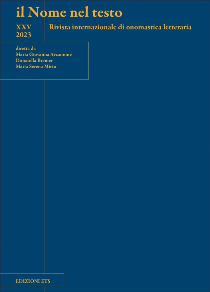 Copertina &middot; il Nome nel testo, vol. XXV/2023