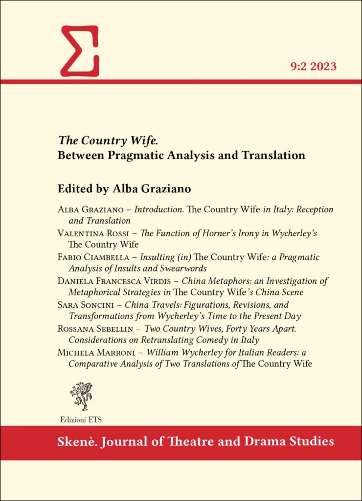 Copertina &middot; The Country Wife. Between Pragmatic Analysis and Translation
