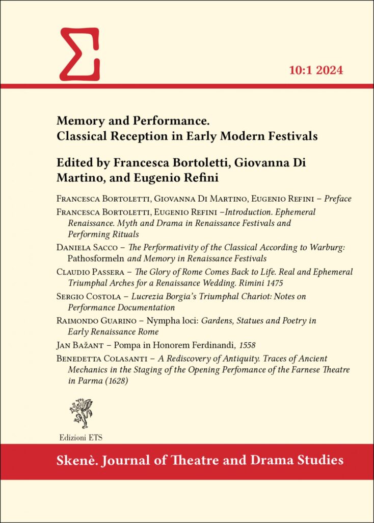 Copertina &middot; Memory and Performance. Classical Reception in Early Modern Festivals