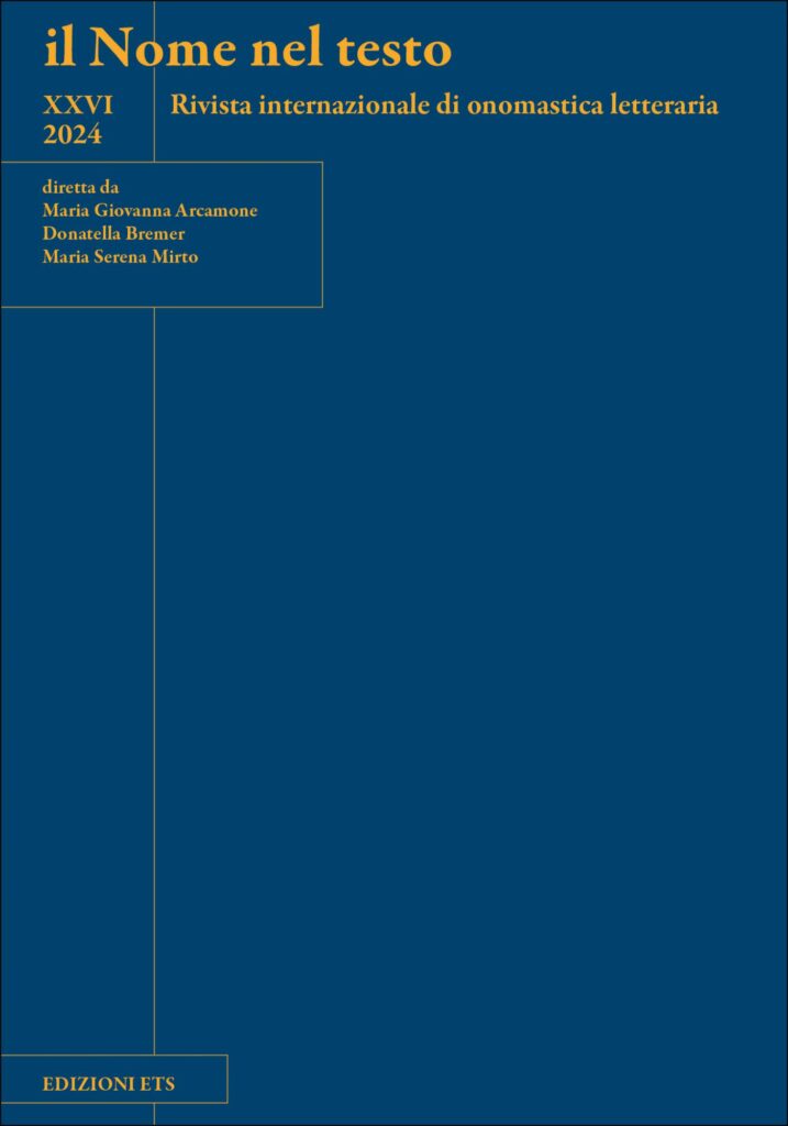 Copertina &middot; il Nome nel testo vol. XXVI/2024