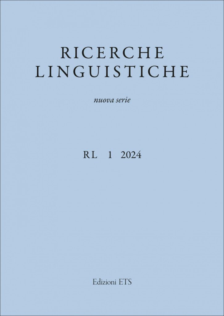 Copertina &middot; Ricerche Linguistiche I 2024