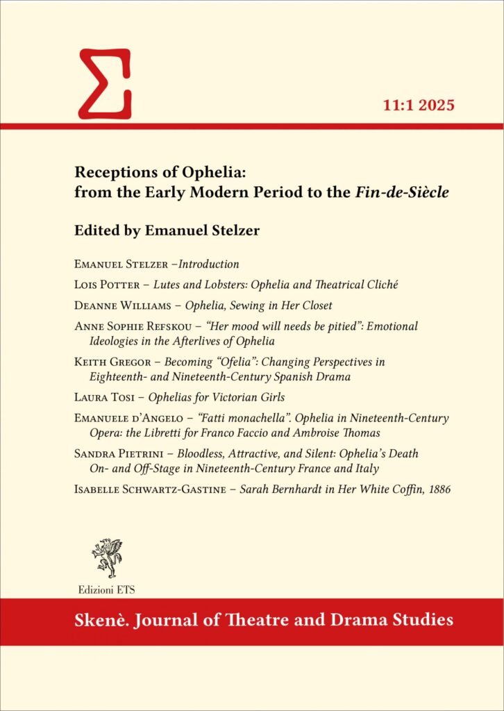 Copertina &middot; Receptions of Ophelia: from the Early Modern Period to the <em>Fin-de-Siècle&nbsp;&nbsp;</em>