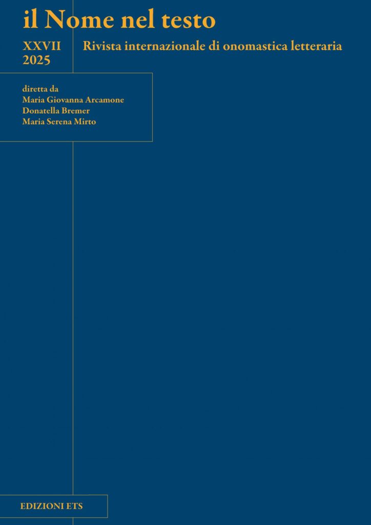 Copertina &middot; il Nome nel testo, vol. XXVII/2025